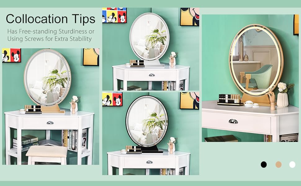 Round Lighted Mirror with Remote Control
