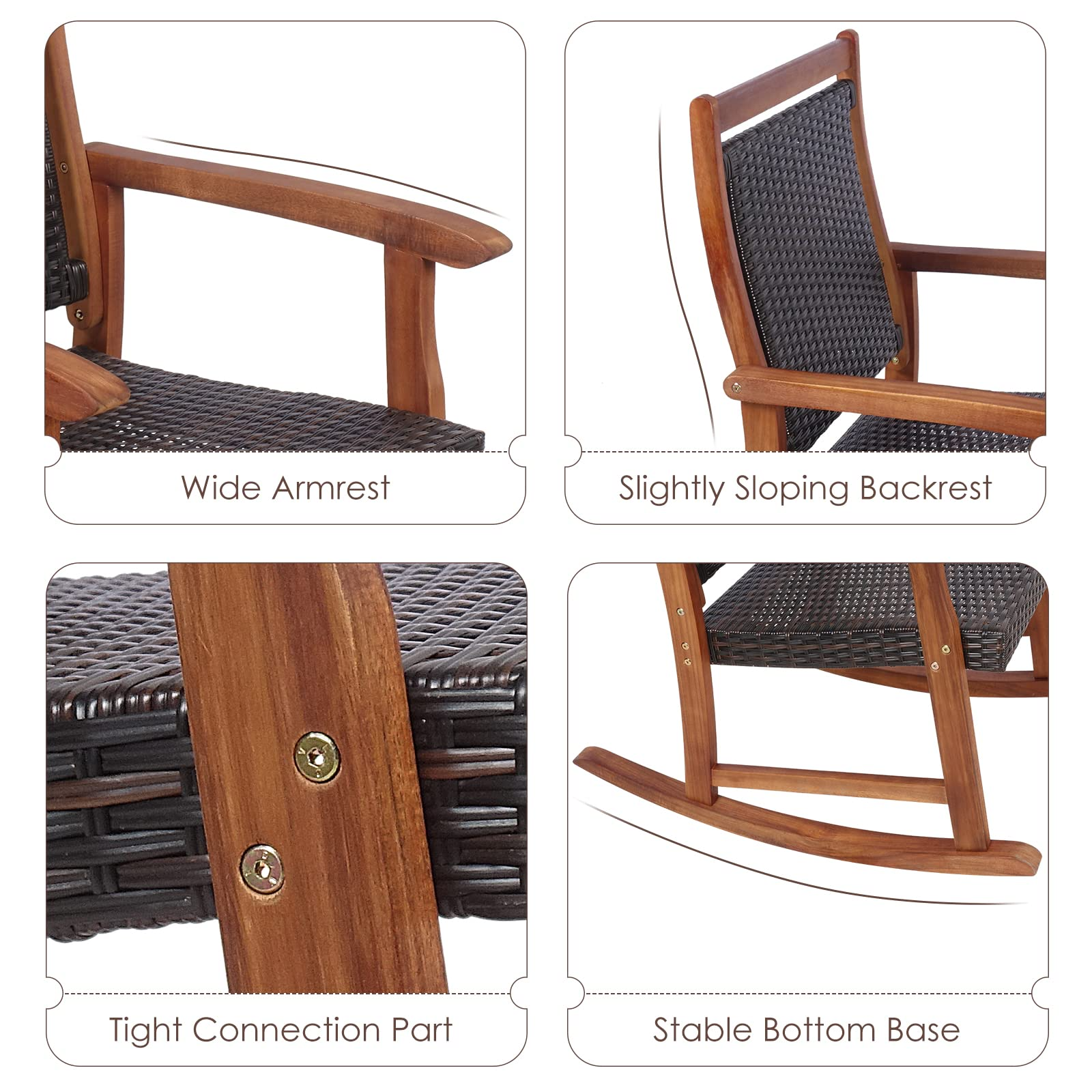 3 Pieces Patio Rocking Chair Set