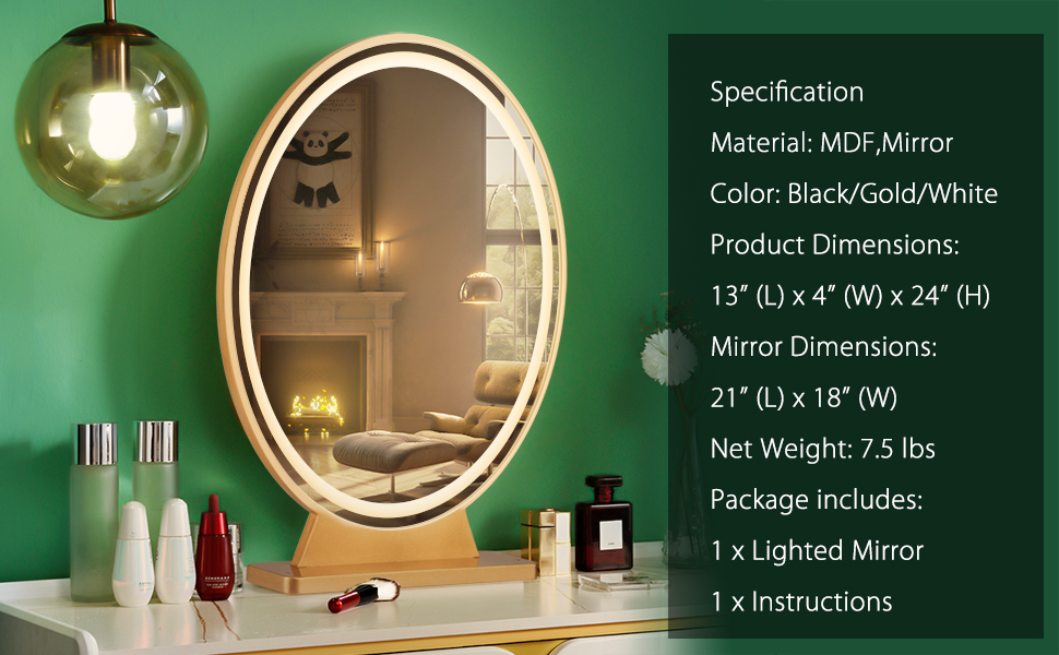 Round Mirror with Lights
