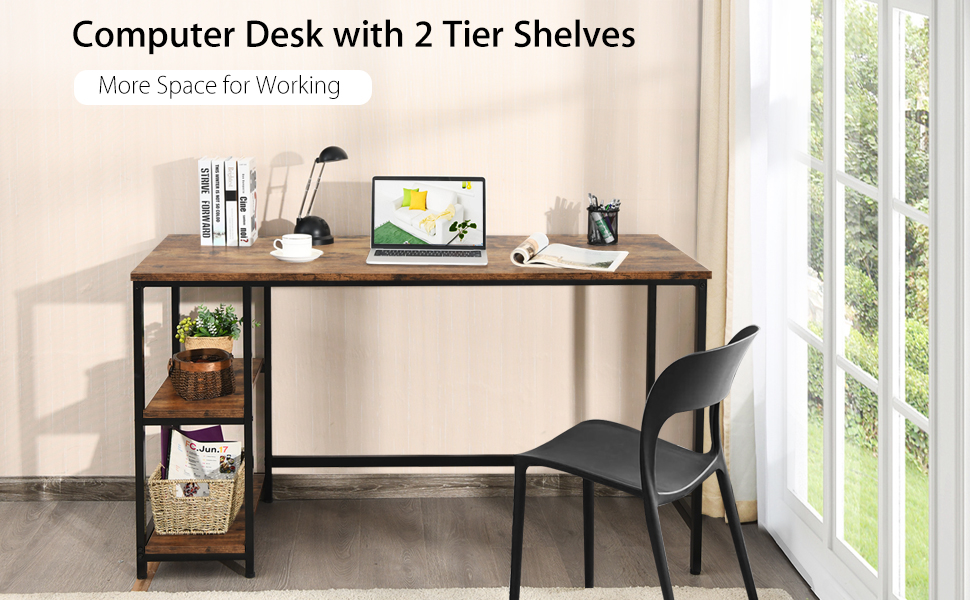 computer desk with shelves