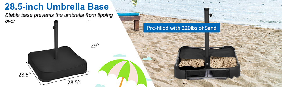 outdoor umbrella base filled with sand