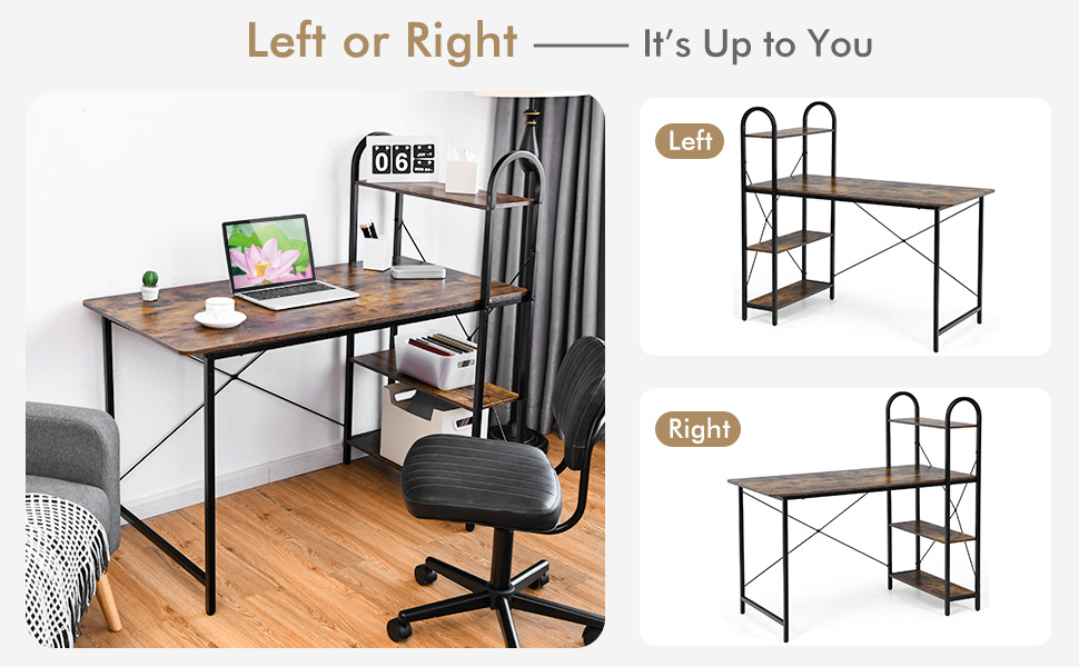 desk with storage shleves