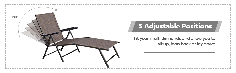 5 adjustable patio lounger chairs for 2