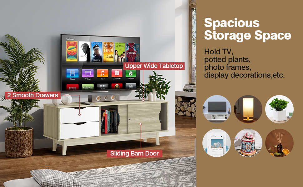 Wood TV Console Table