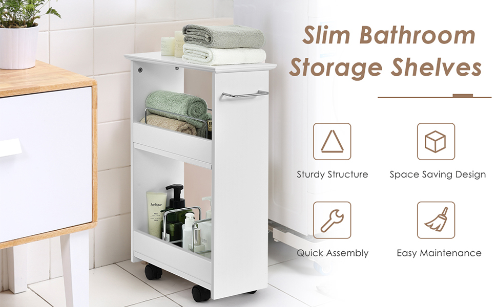Slim Bathroom Storage Shelves
