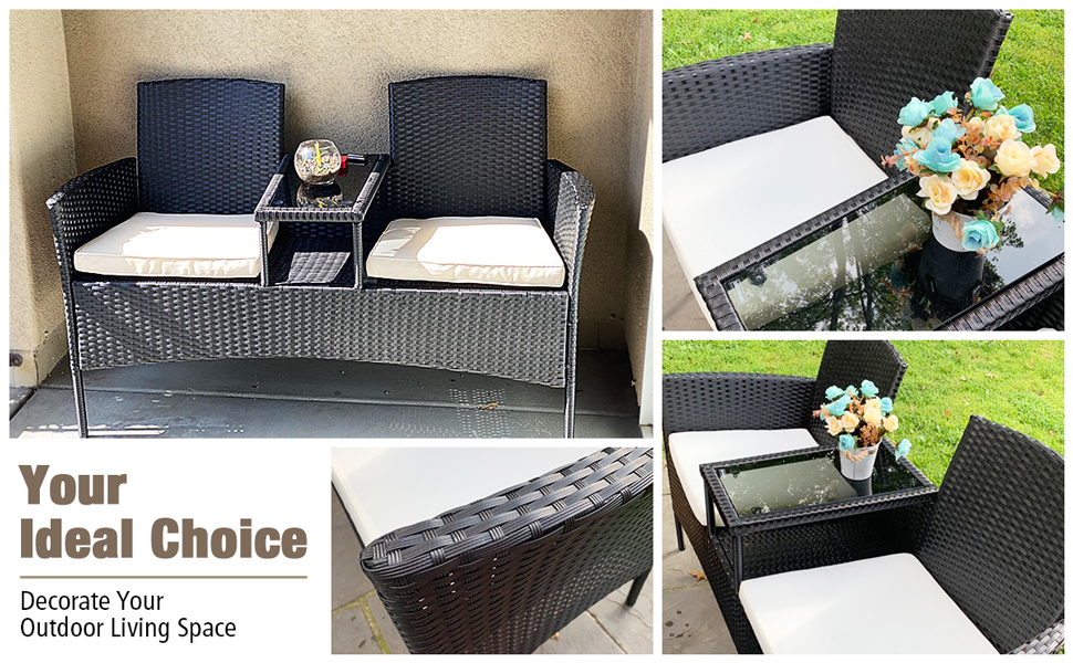 wicker loveseat sofa for 2