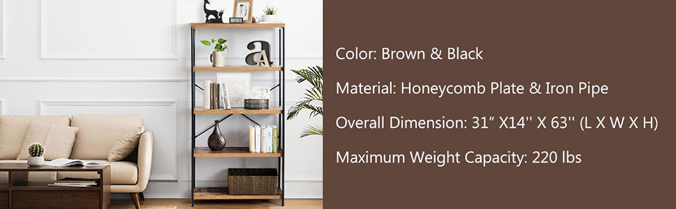 5 Tier Bookcase