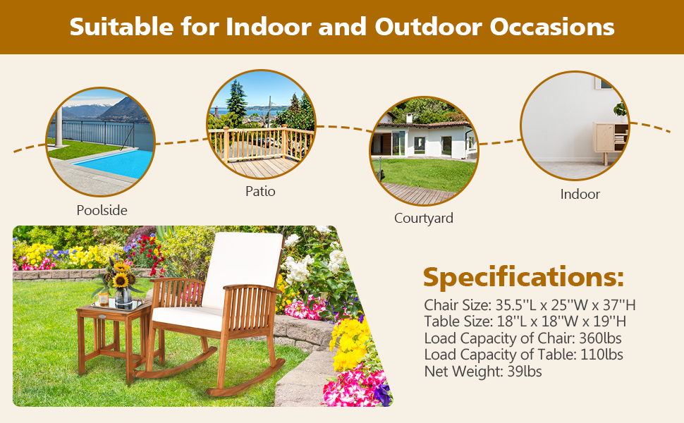 outdoor wood furniture chair with side table