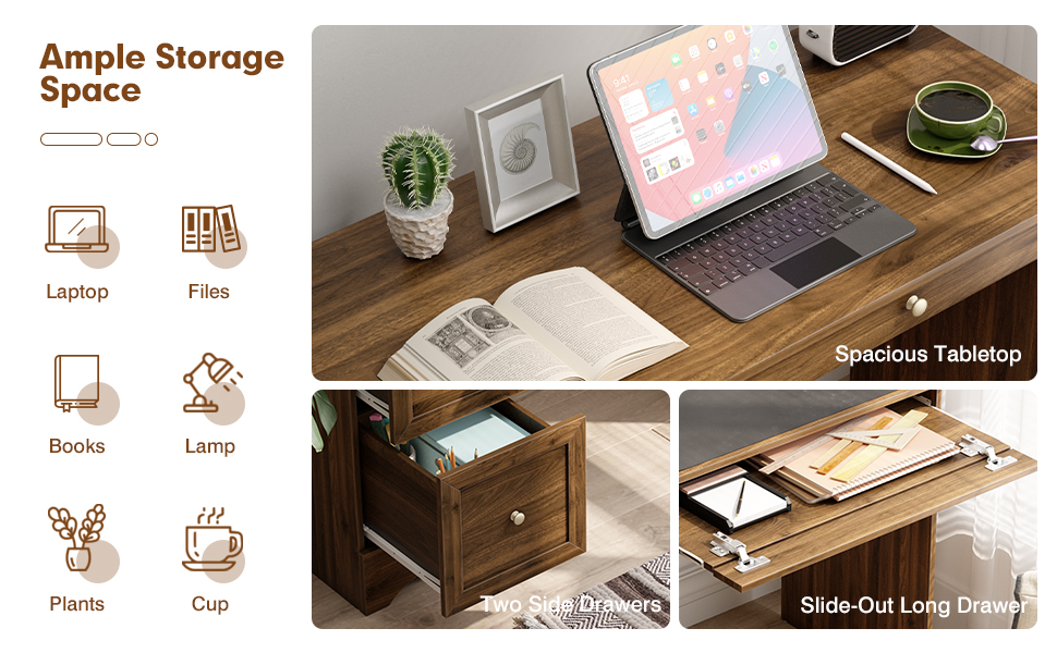 desk with keyboard