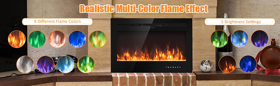 36 inch electric fireplace