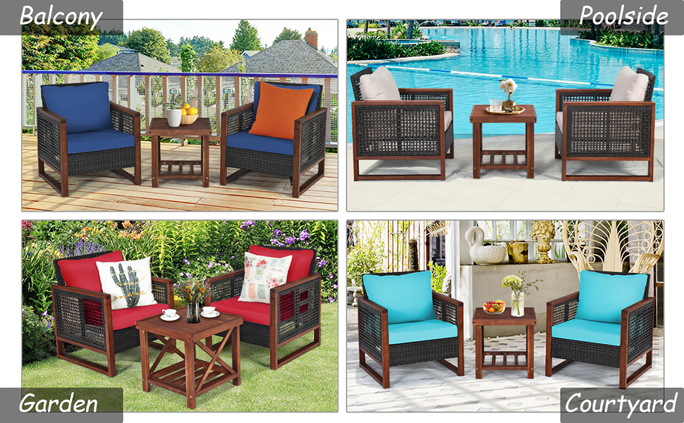 patio set with coffee table for 2