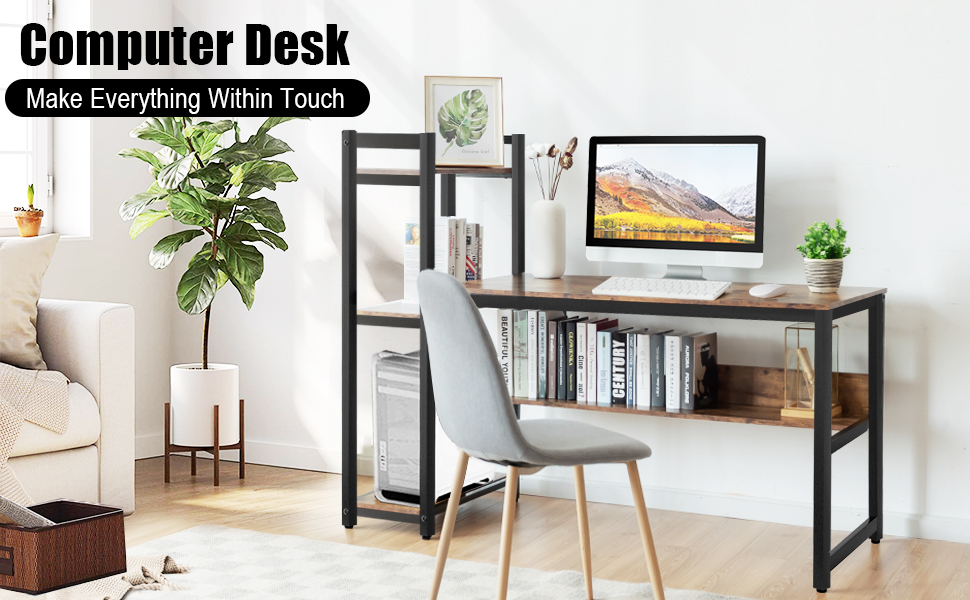 computer desk with shelves