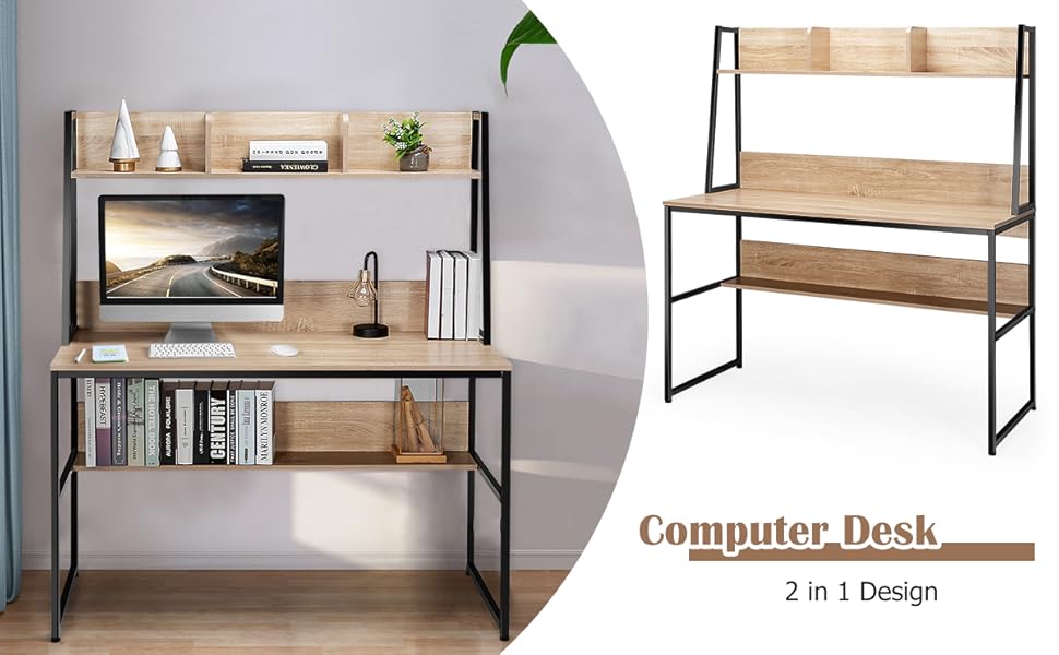 desk with shelf