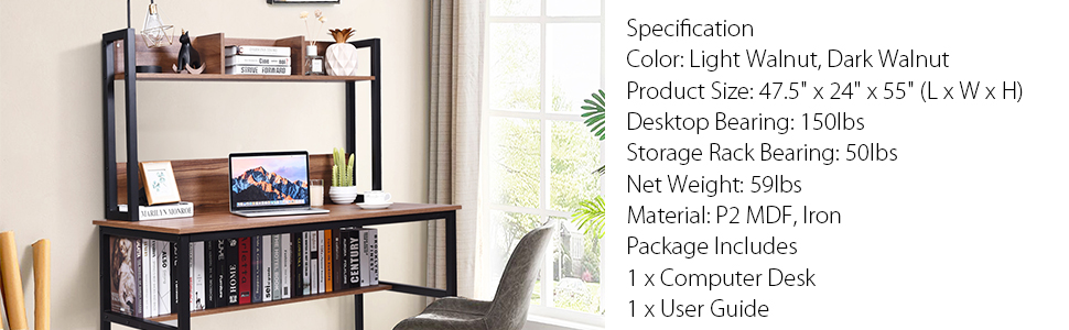 computer desk with bookshelves