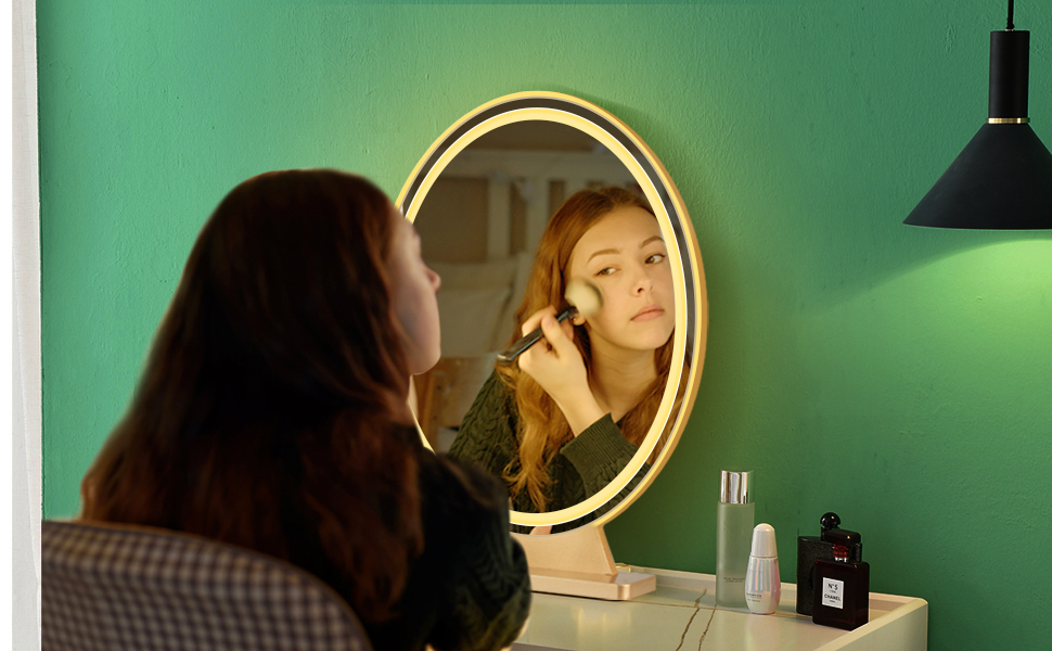 Round Lighted Mirror with Remote Control