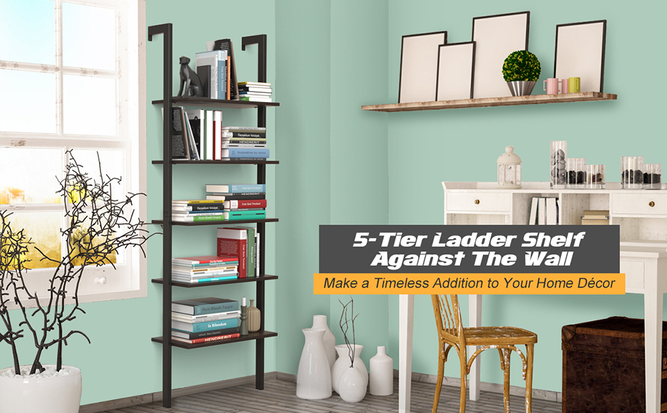 Industrial Ladder Shelf Against The Wall