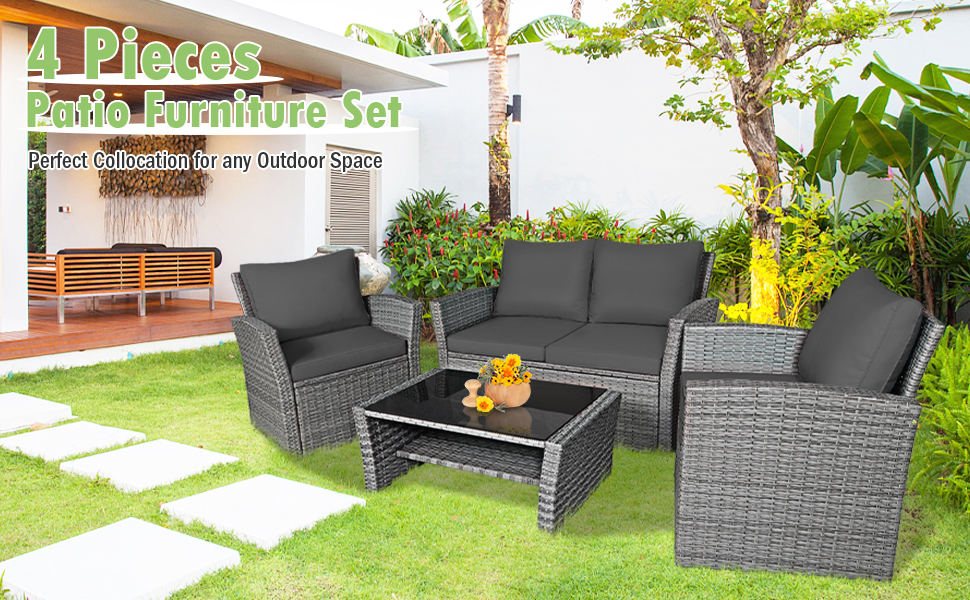 4 pieces patio furniture set