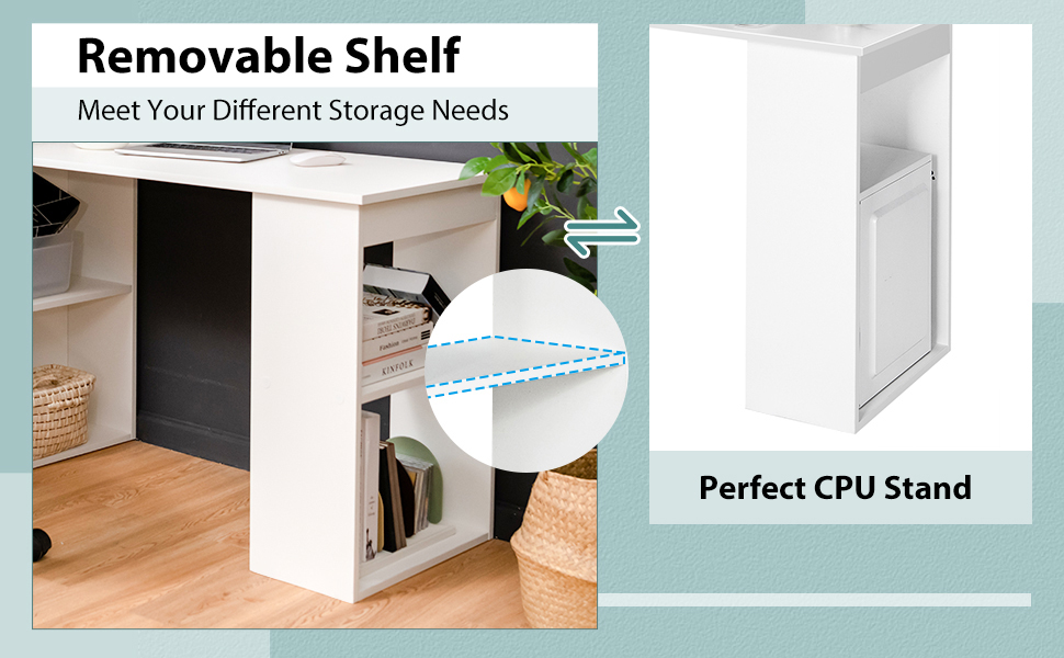 Writing Study Desk with Storage Shelves & CPU Stand