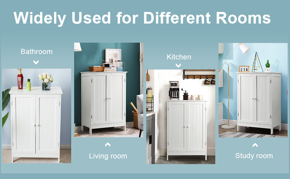 Wooden Floor Storage Cabinet with Double Doors