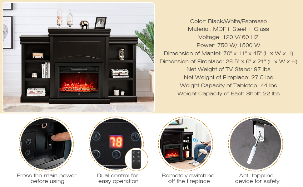 white mantel fireplace