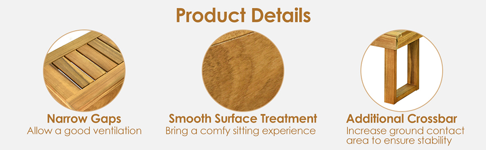Acacia Wood Patio Bench