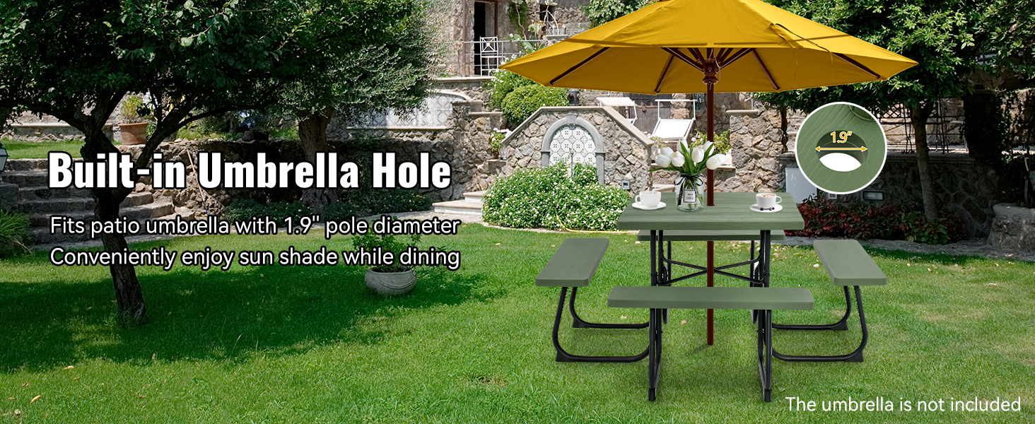 picnic table with umbrella hole