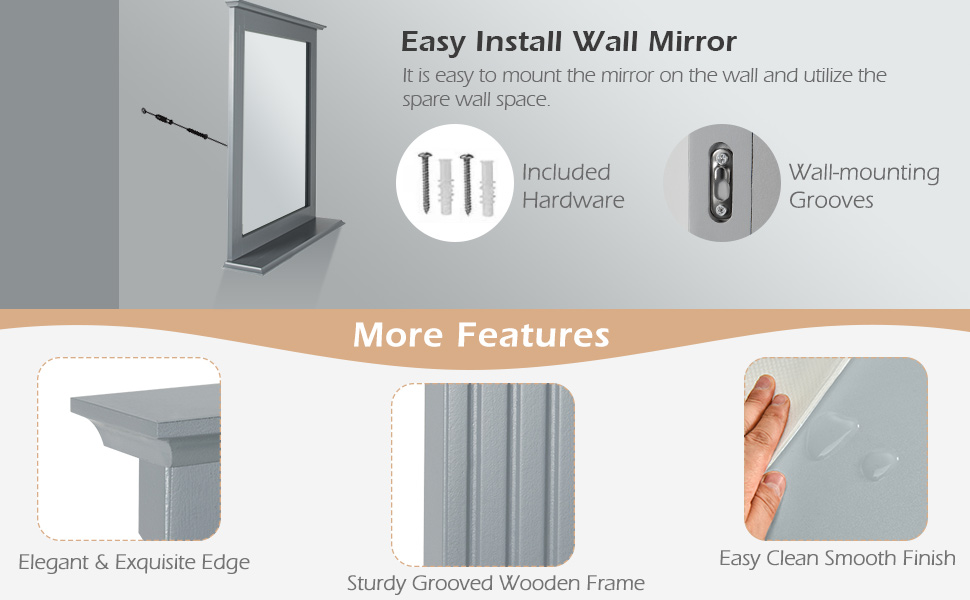 Bathroom Wall Mirror with Shelf