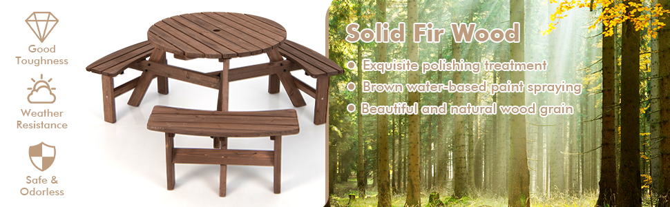wood picnic table