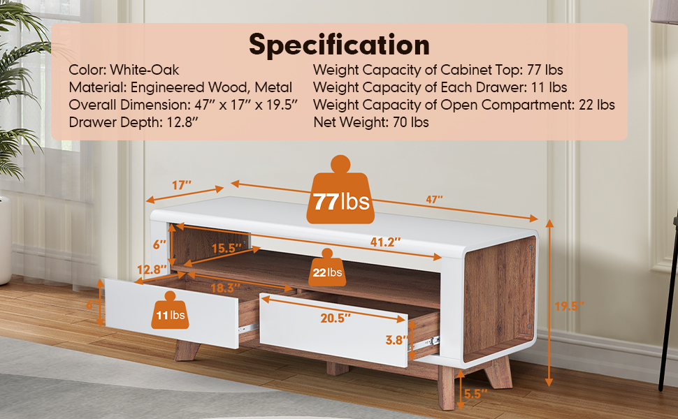 Modern TV Stand with Drawers