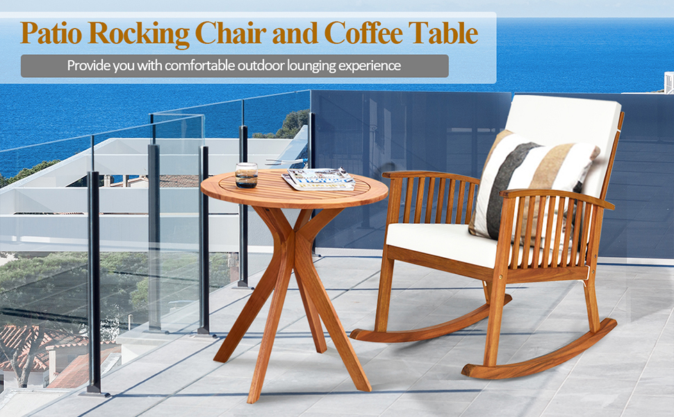 rocking chair and table set in the patiio