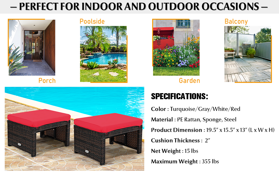 wicker ottomans for large people with cushion