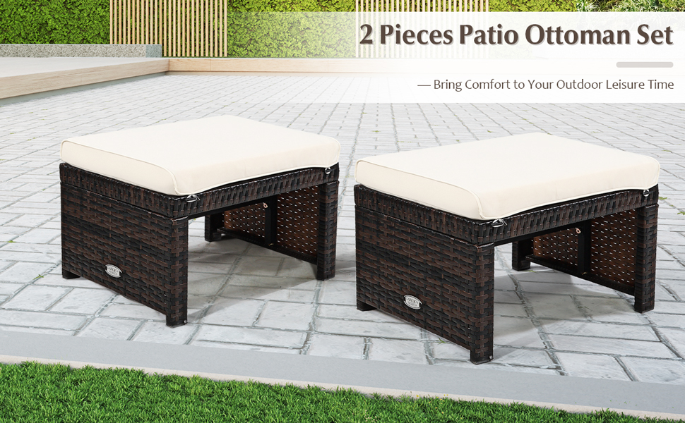 2 pieces patio ottomans