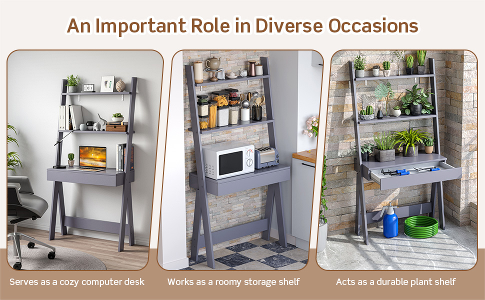 2-Tier Ladder Shelf Desk