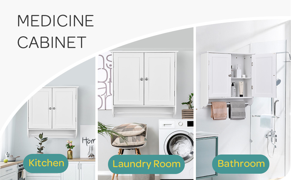 Wall Mounted Bathroom Cabinet with Towel Bar