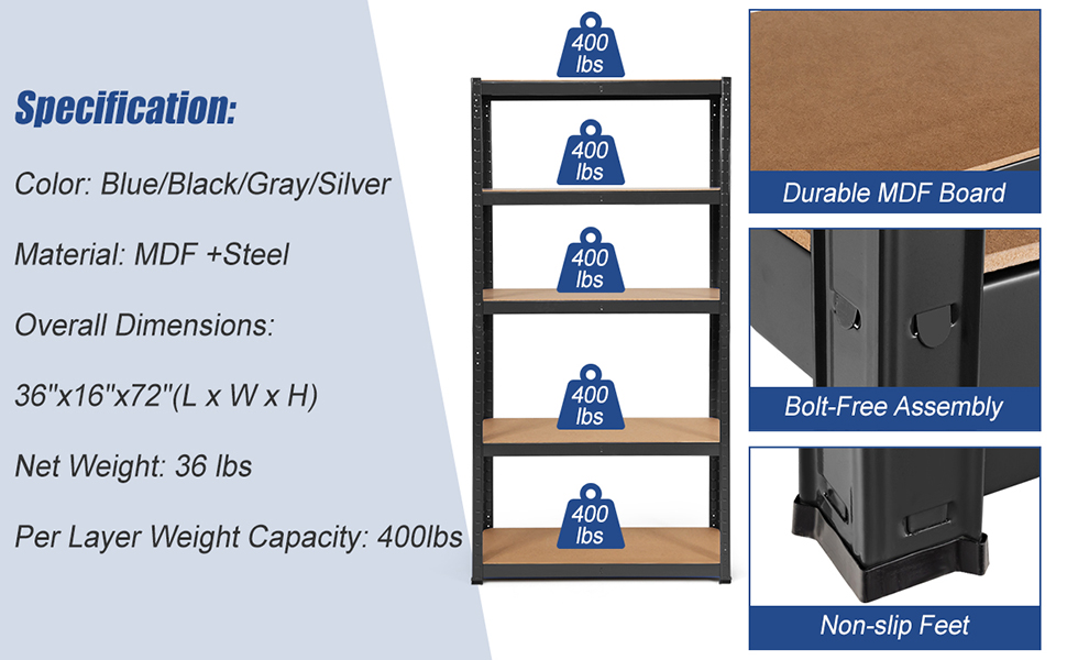 5 Tier Utility Shelves