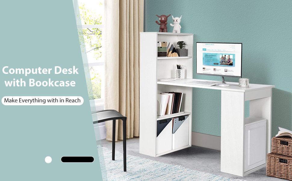white desk with storage