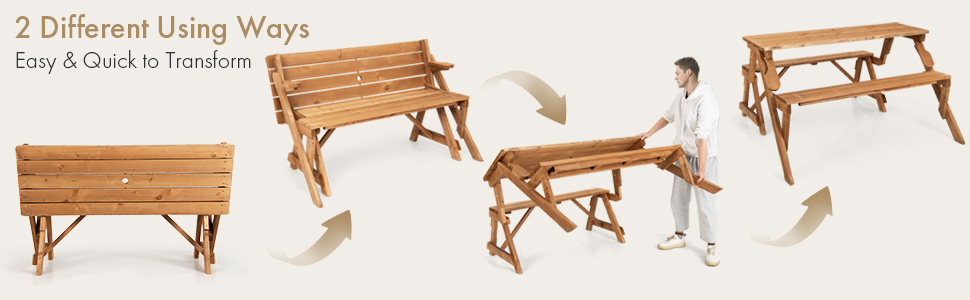 wooden picnic table