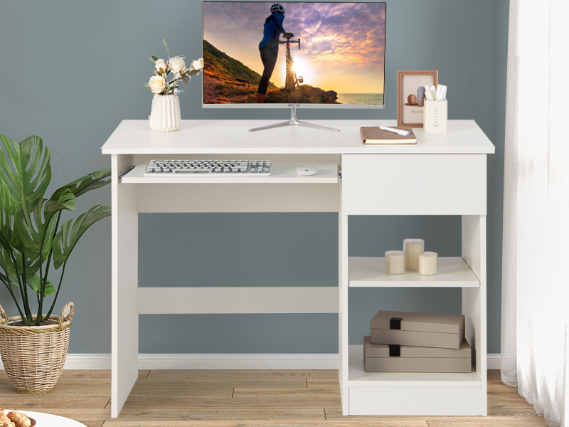 white desk with storage
