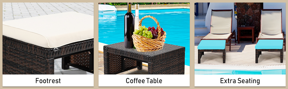 wicker footrest quick drying