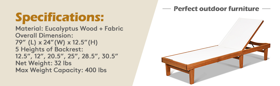 wooden outdoor chaise