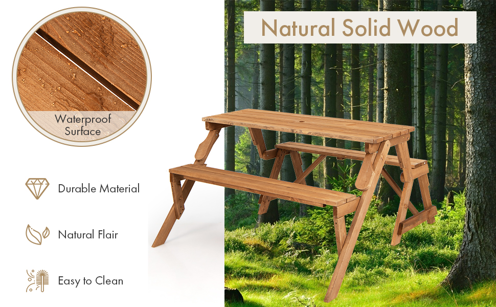 wood picnic table