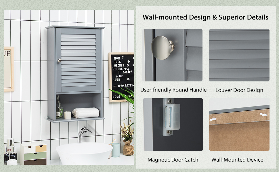 Bathroom Wall Cabinet with Adjustable Shelf