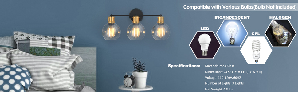 3 Light Vanity Wall Light