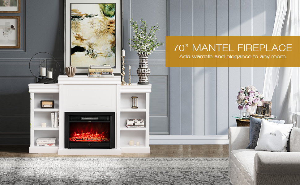 70 inches mantel fireplace