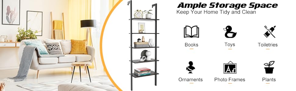 Industrial Ladder Shelf Against The Wall