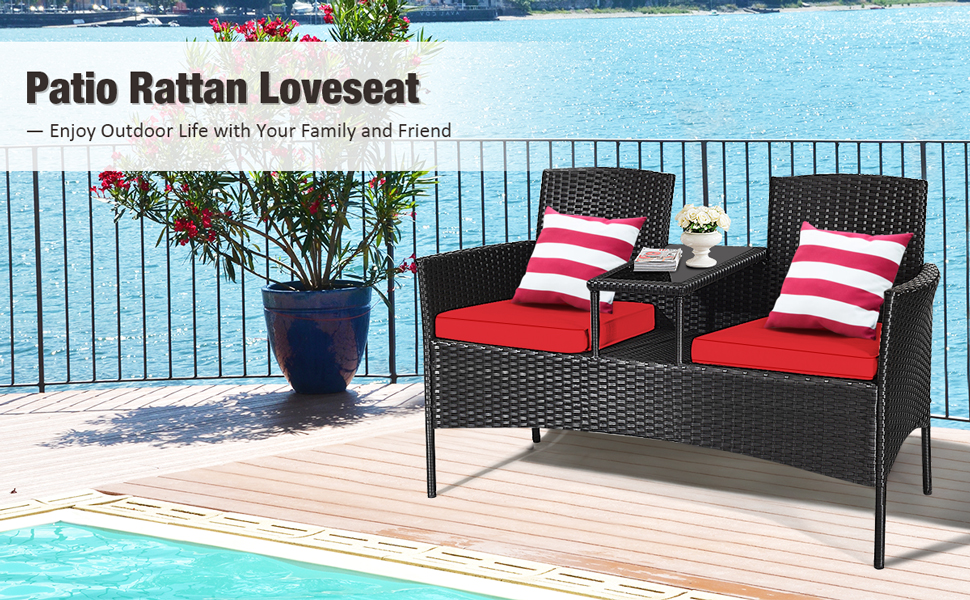 patio rattan loveseat