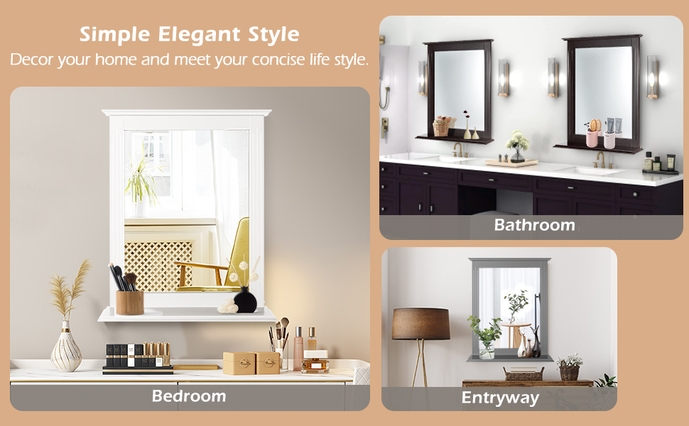 Bathroom Wall Mirror with Shelf