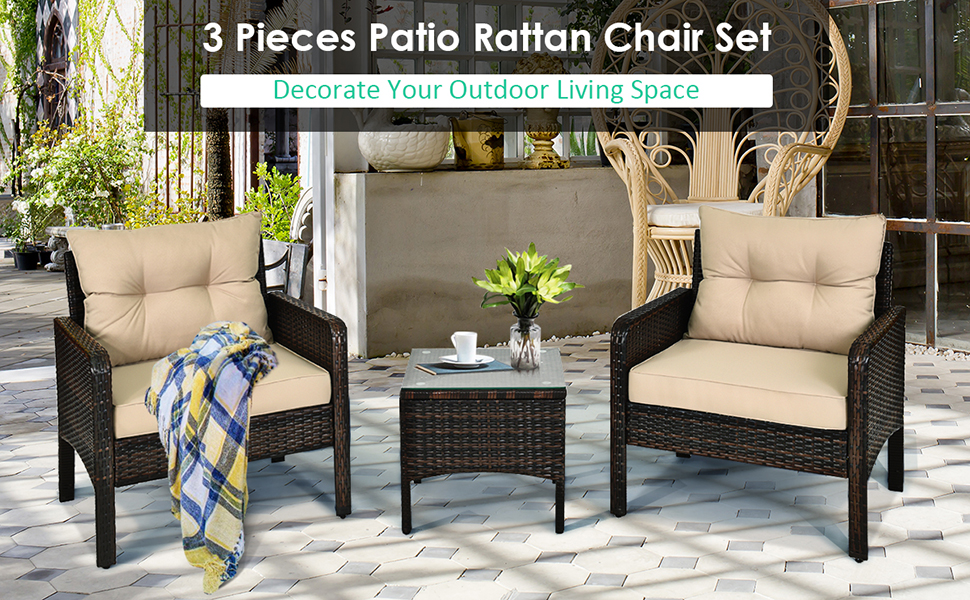3 piece wicker patio furniture set