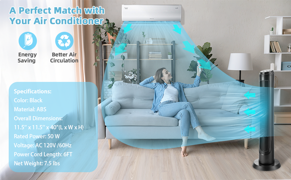 Floor Bladeless Fan for Living Room