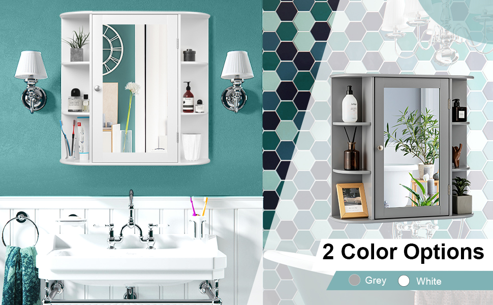 Wall Mounted Bathroom Storage Cabinet with Mirror Door